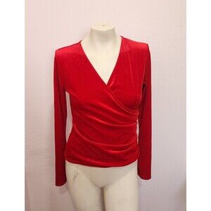 J.B.S. ltd Vintage Velvet Wrap Top Womens Sz Small Holiday Party Glam Christmas